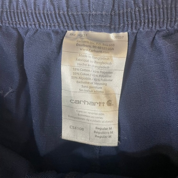 Carhartt Men's Navy Blue Cargo Work Pants Elastic Waist Size Regular M - Picture 4 of 7